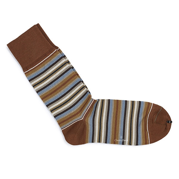 Cotton Men's Socks – Strisce d’Arte | Cognac