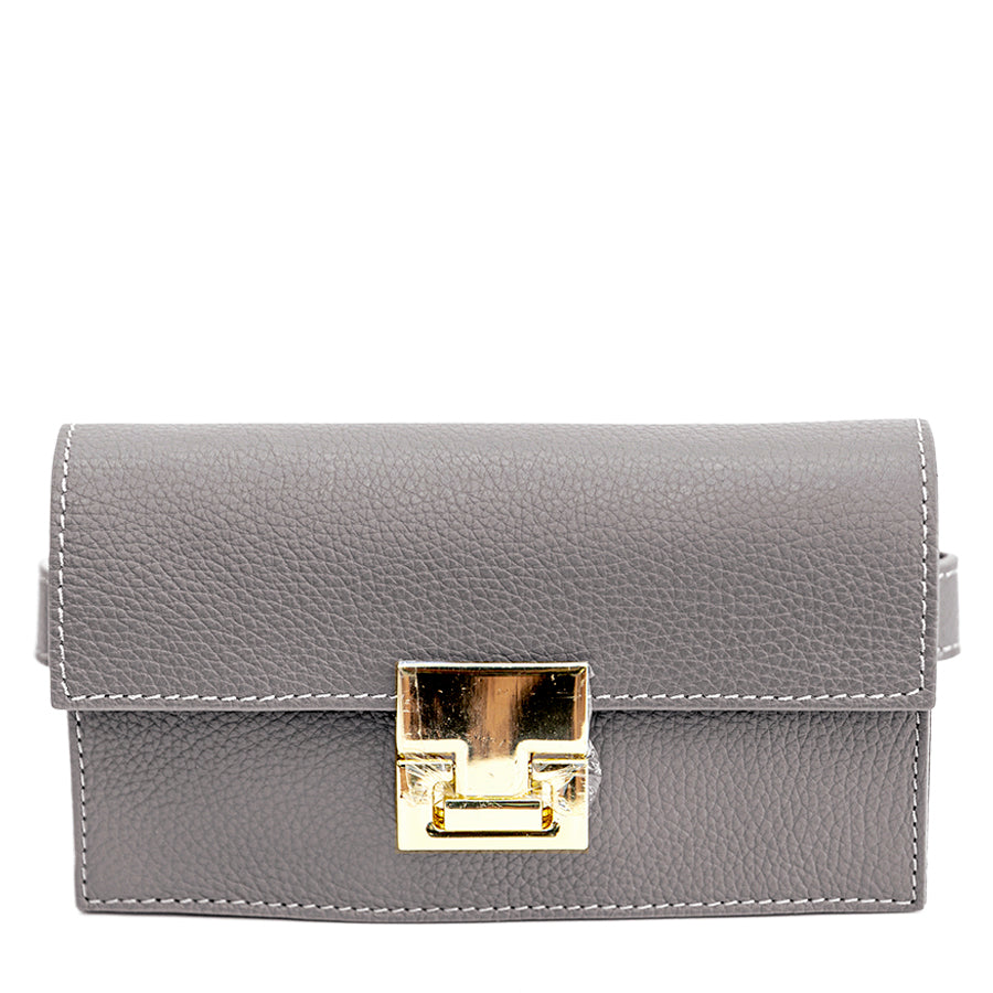 CAROL - gray fanny pack with gold closure