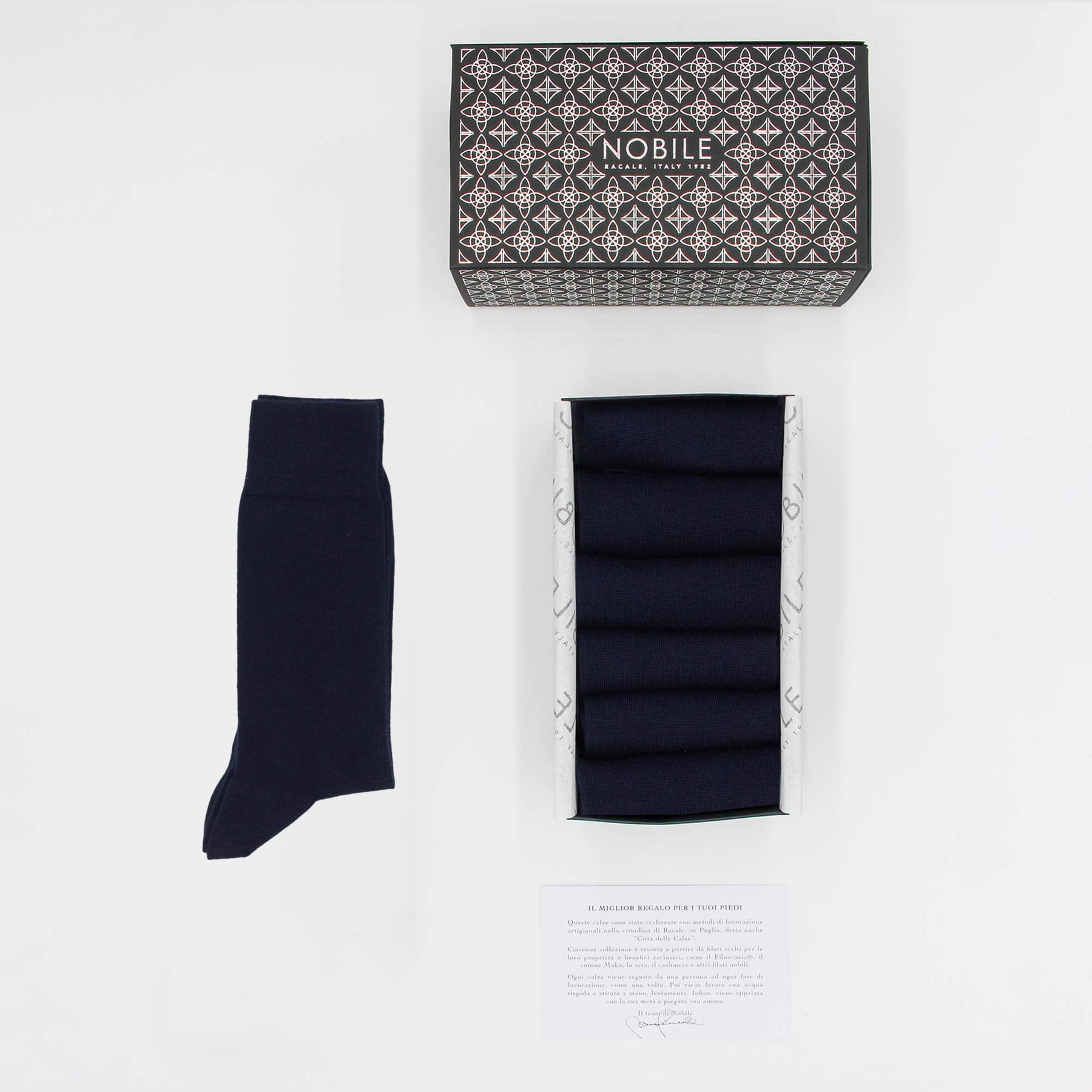 Boîte de chaussettes courtes en cachemire de chèvre Hircus - 6 paires bleues