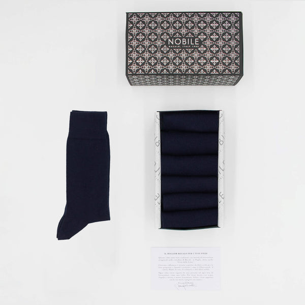 Boîte de chaussettes courtes en cachemire de chèvre Hircus - 6 paires bleues
