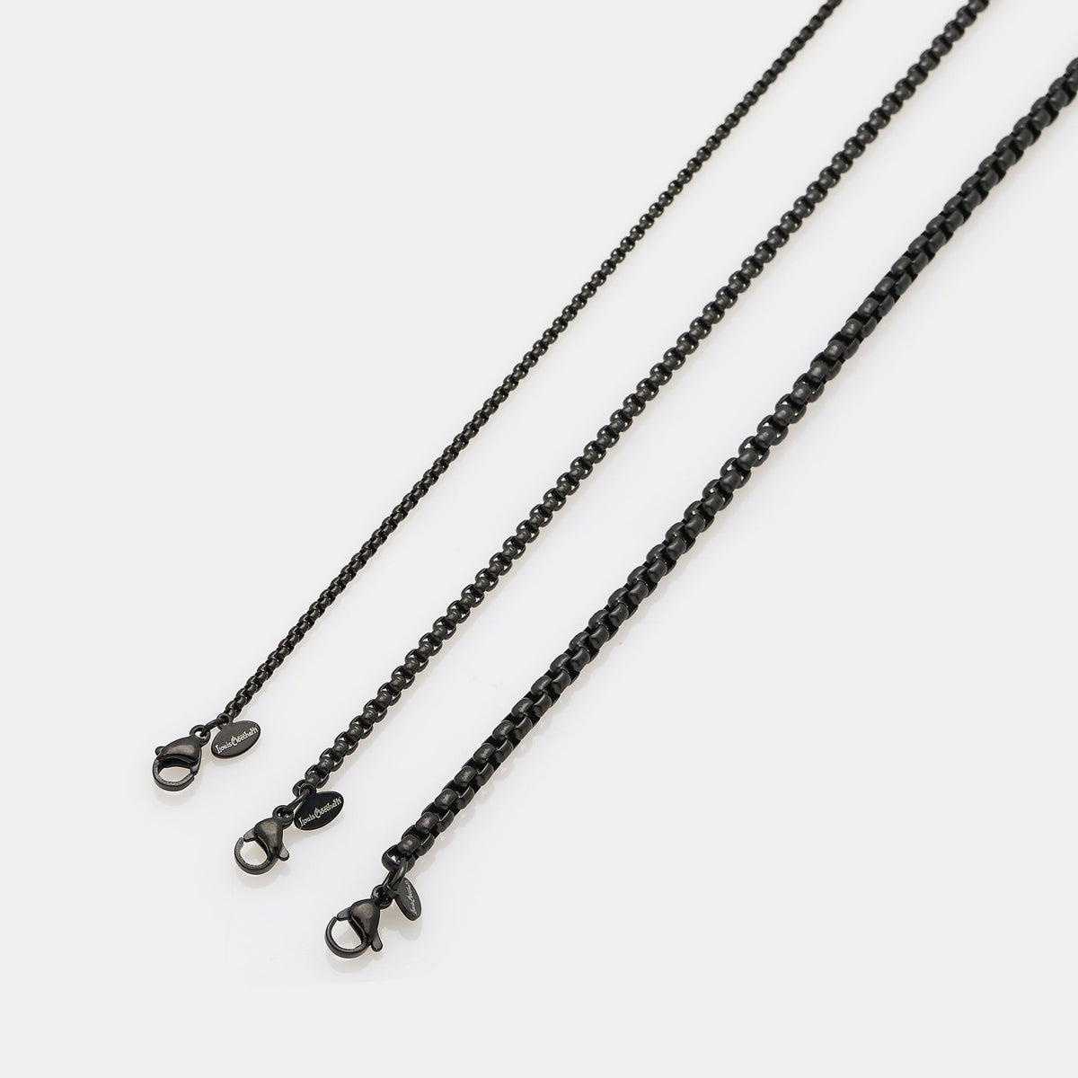 Brushed steel chain with rounded Venetian links, wide section 4 mm, average length 60 cm