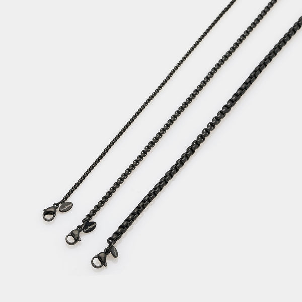 Brushed steel chain with rounded Venetian links, medium section 3 mm, average length 50 cm