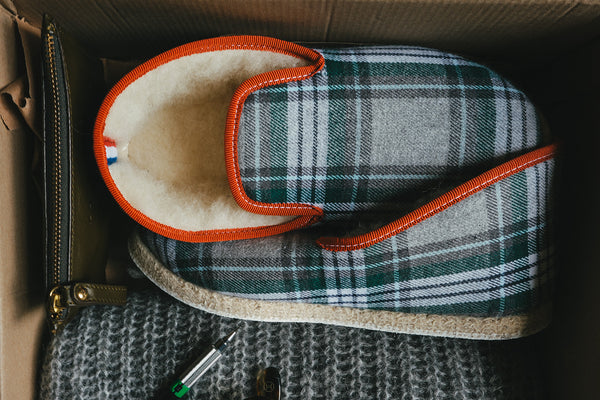 Pantoufle à carreaux vert