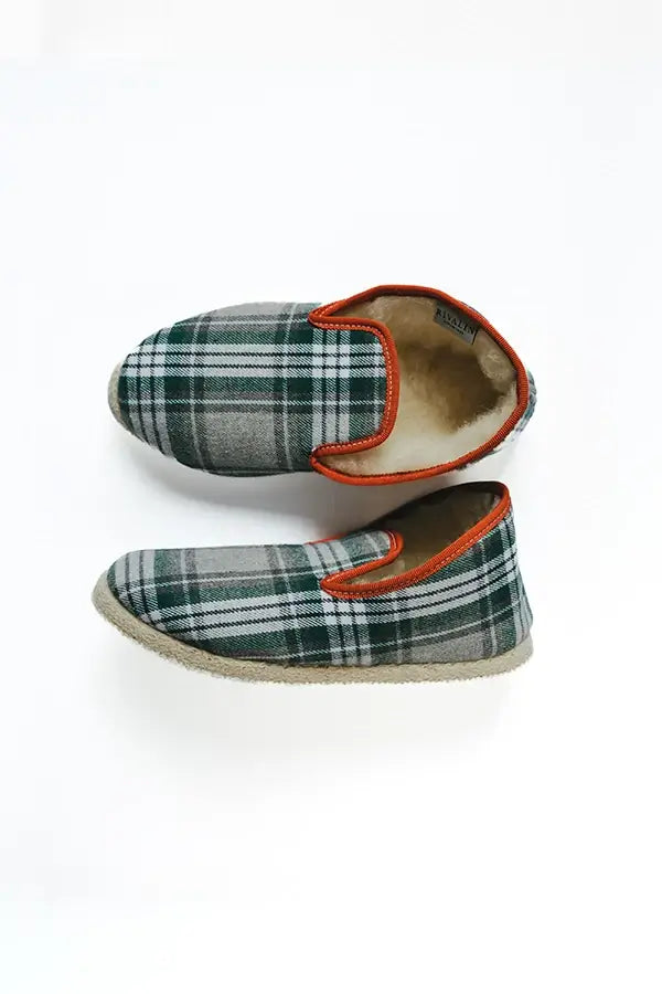 Chausson à carreaux vert