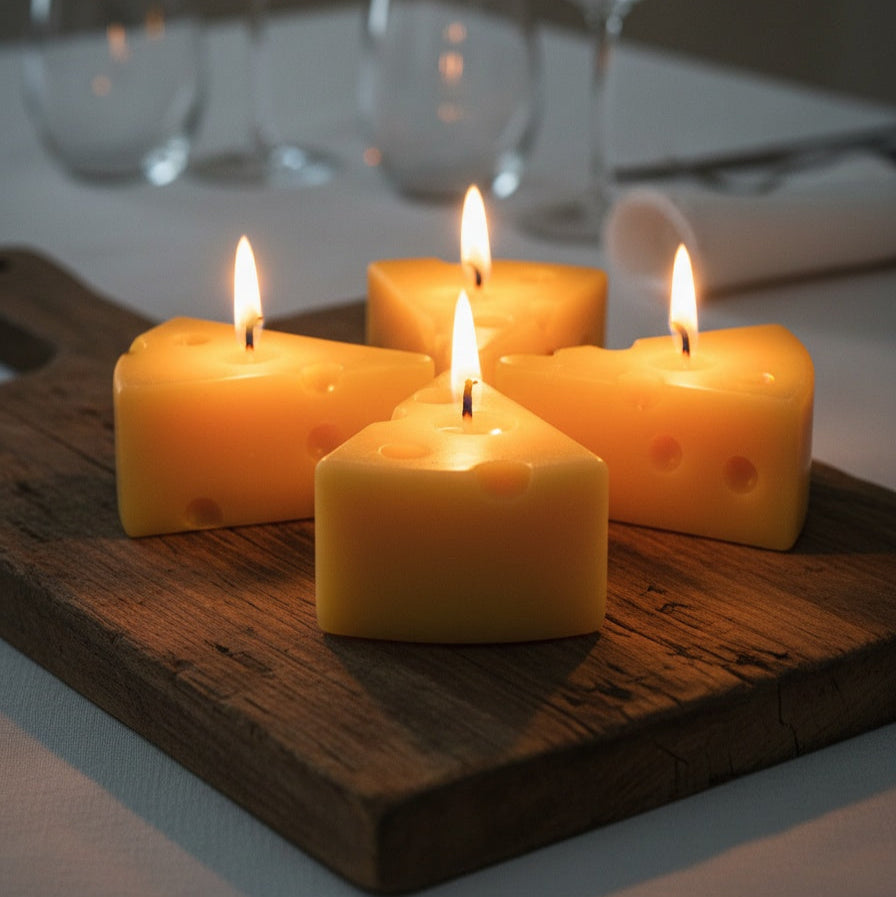 Handcrafted beeswax cheese candle by CocoBee – natural honey scent