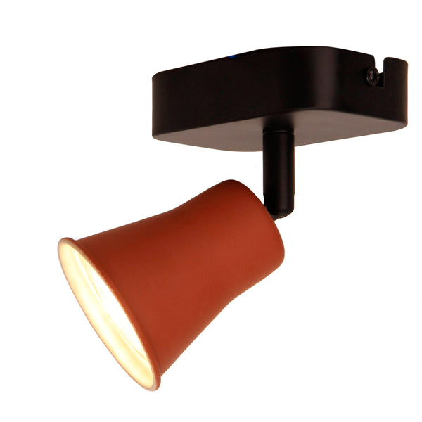 Chericoni Lisa plafondlamp, 1-lichts, E27 fitting, rood met zwart, hoogte 12 cm, voor een warme en moderne uitstraling