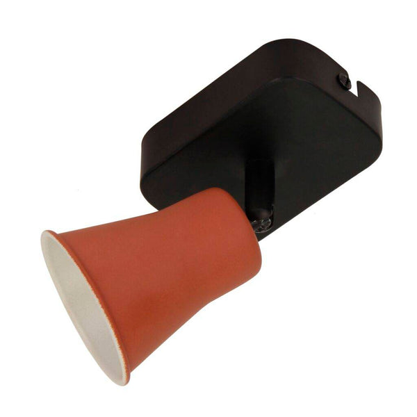Chericoni Lisa plafondlamp, 1-lichts, rood terracotta kap met zwart armatuur, H 12 cm, geschikt voor E27 lichtbron