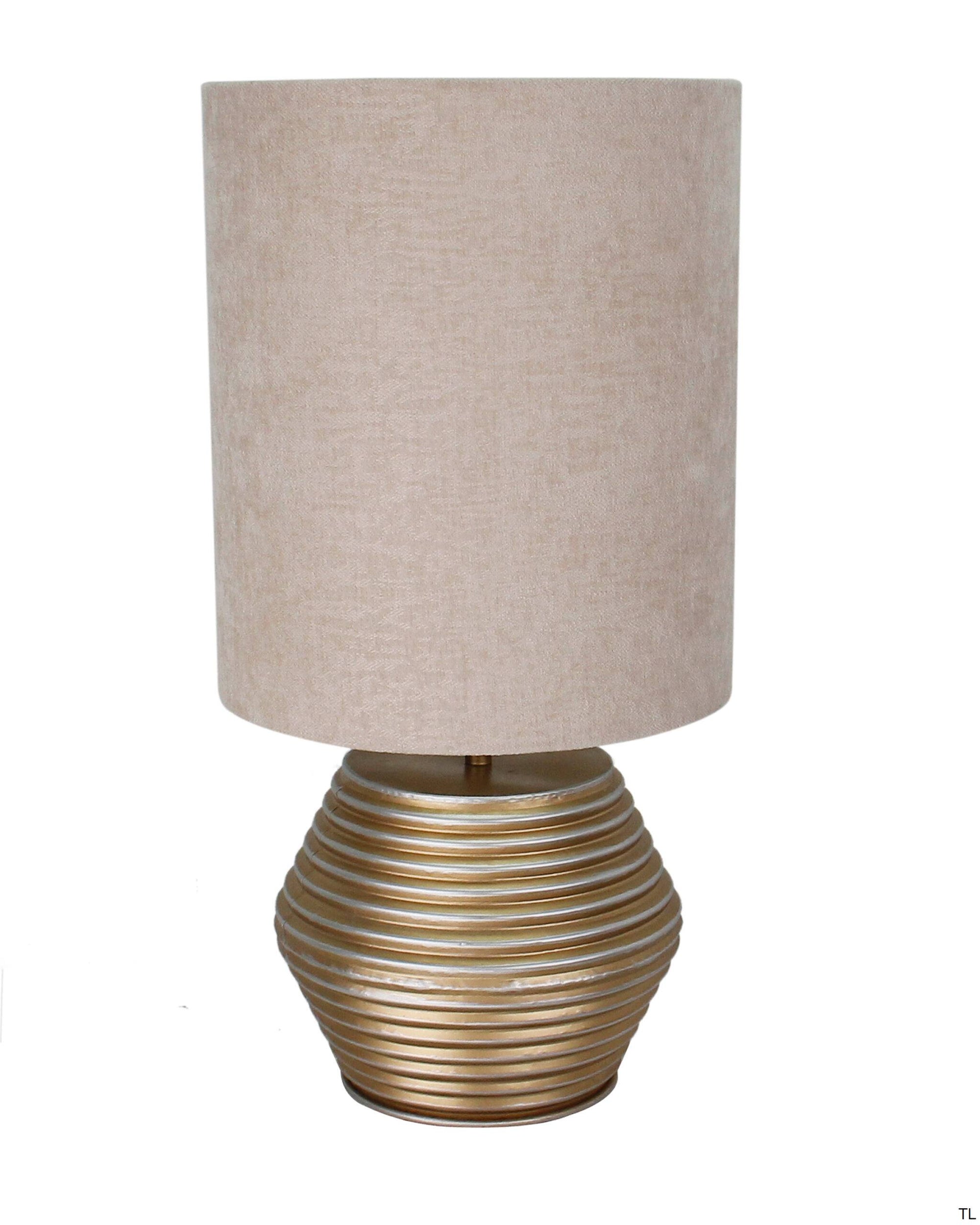 Modena 1-lichts tafellamp van Chericoni, Ø 30 cm, gouden voet en crème kap voor een elegante uitstraling