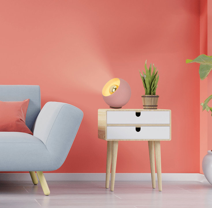 Occhio tafellamp van Chericoni, roze, Ø 20 cm, elegant ontwerp in ijzer en metaal, ideaal voor sfeervolle verlichting
