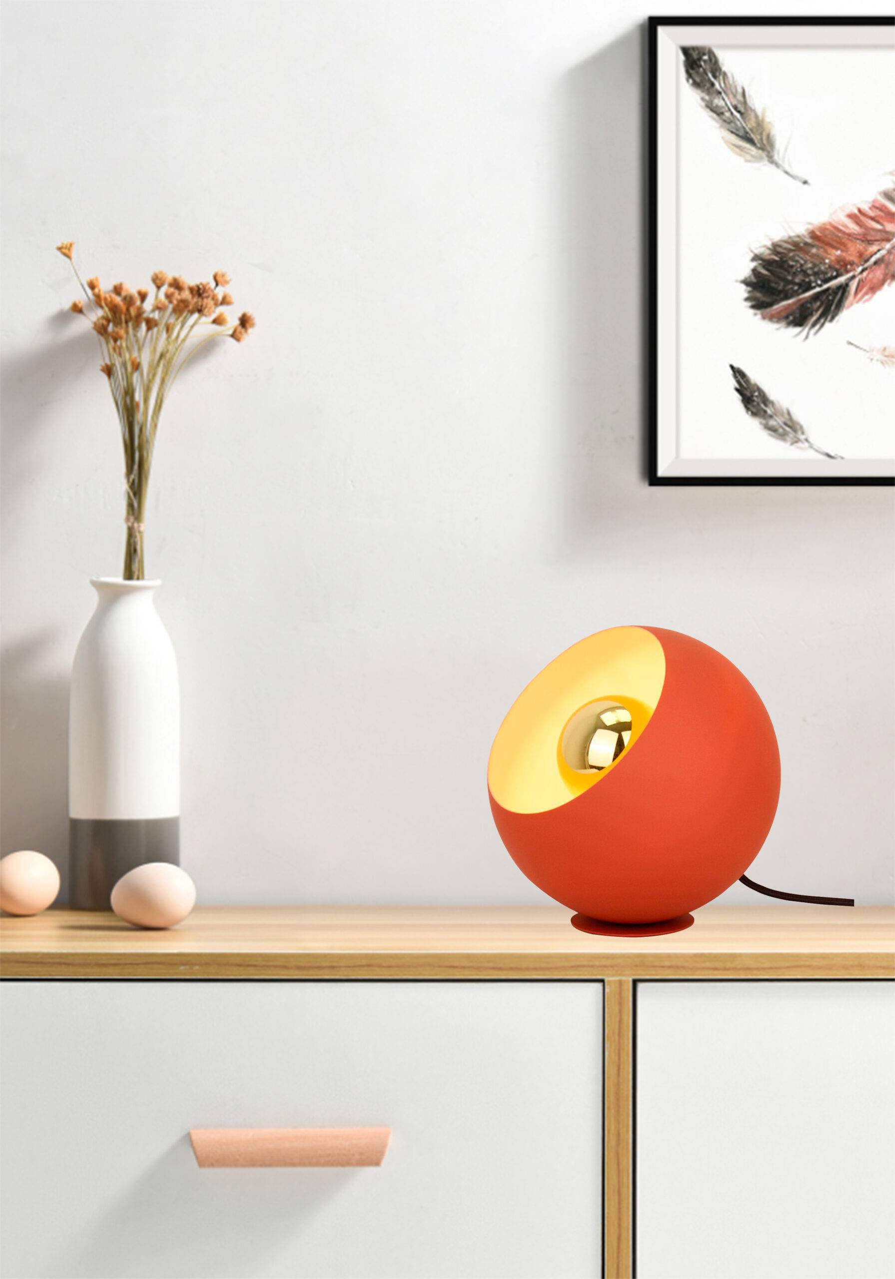 Occhio tafellamp van Chericoni, rood, Ø 20 cm, stijlvol en duurzaam ontwerp in metaal en ijzer voor moderne interieurs