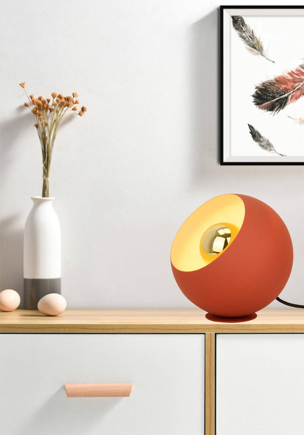 Occhio tafellamp van Chericoni, Ø 25 cm, rode kap, een opvallend ontwerp in metaal en ijzer voor stijlvolle verlichting