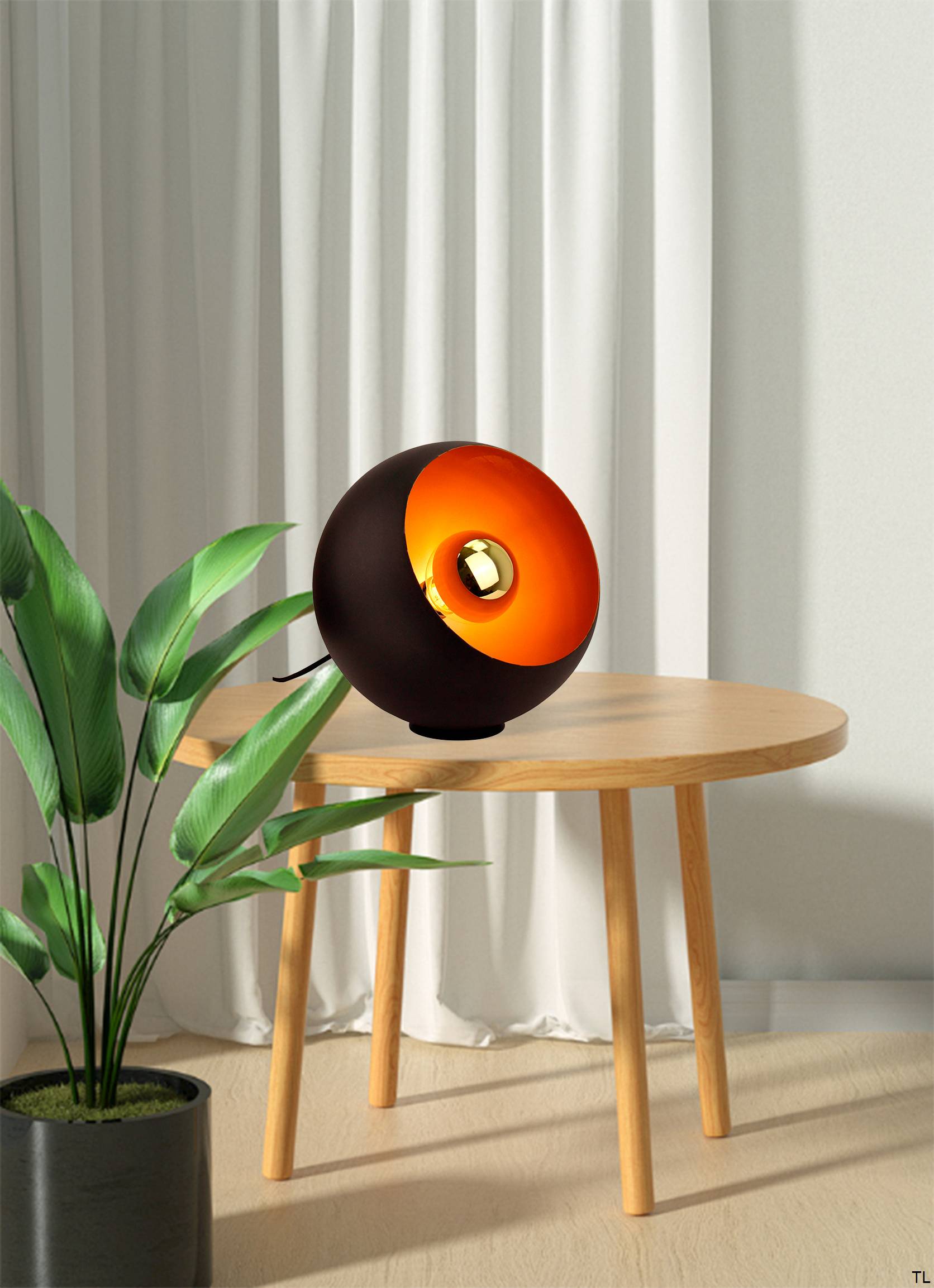 Occhio tafellamp van Chericoni, zwart design, Ø 25 cm, robuust en stijlvol in metaal en ijzer voor sfeervol licht