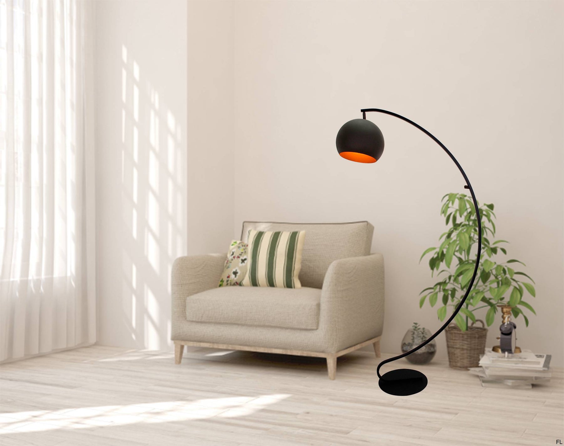 Zwarte Chericoni Occhio vloerlamp, 1 lichts, een stijlvolle toevoeging aan elk interieur.