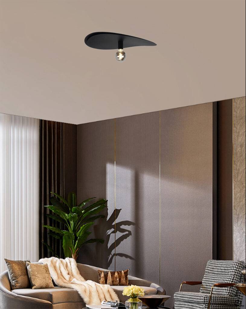 Chericoni Piatto plafondlamp in zwart design, 1 lichts, E27 fitting, combineert functionaliteit met stijl.