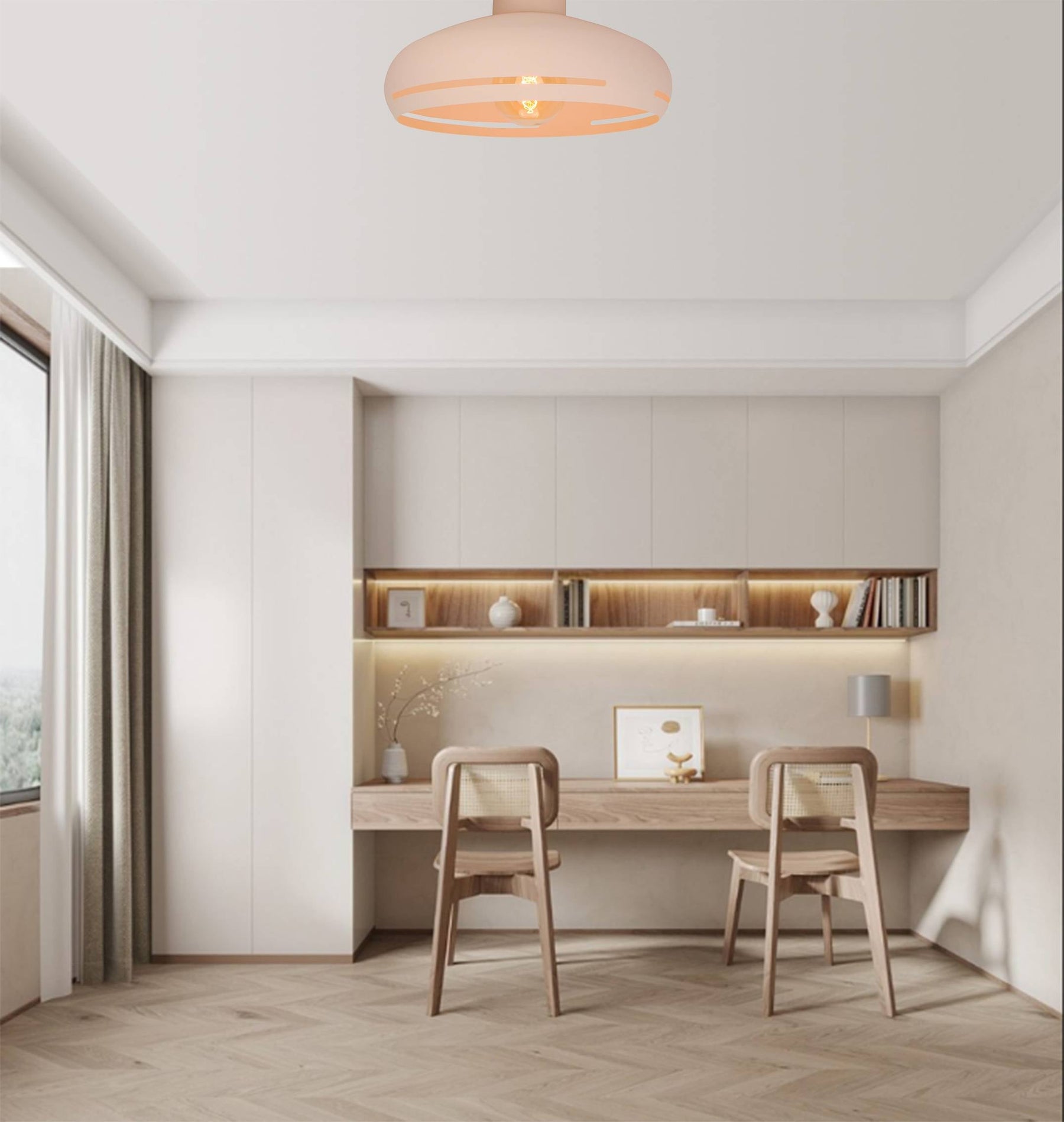 Crèmekleurige plafondlamp Chericoni Striscia Ø 45 cm, met een 1 lichts design en E27 fitting, ideaal voor elk interieur.