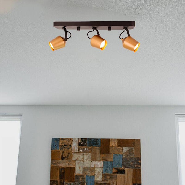 Gouden Chericoni Tavola plafondspot met 3 verstelbare lichtpunten en GU10 fitting, ideaal voor stijlvolle verlichting.
