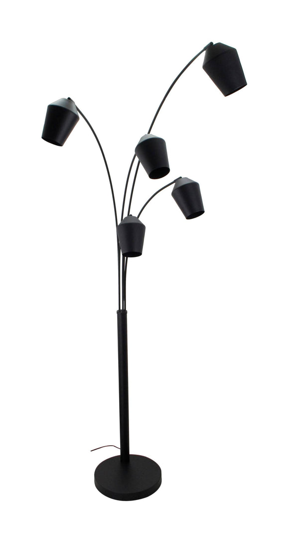 5 lichts Chericoni Tavola vloerlamp in zwart, met E27 fitting, voor een ruime en luxueuze verlichtingservaring.
