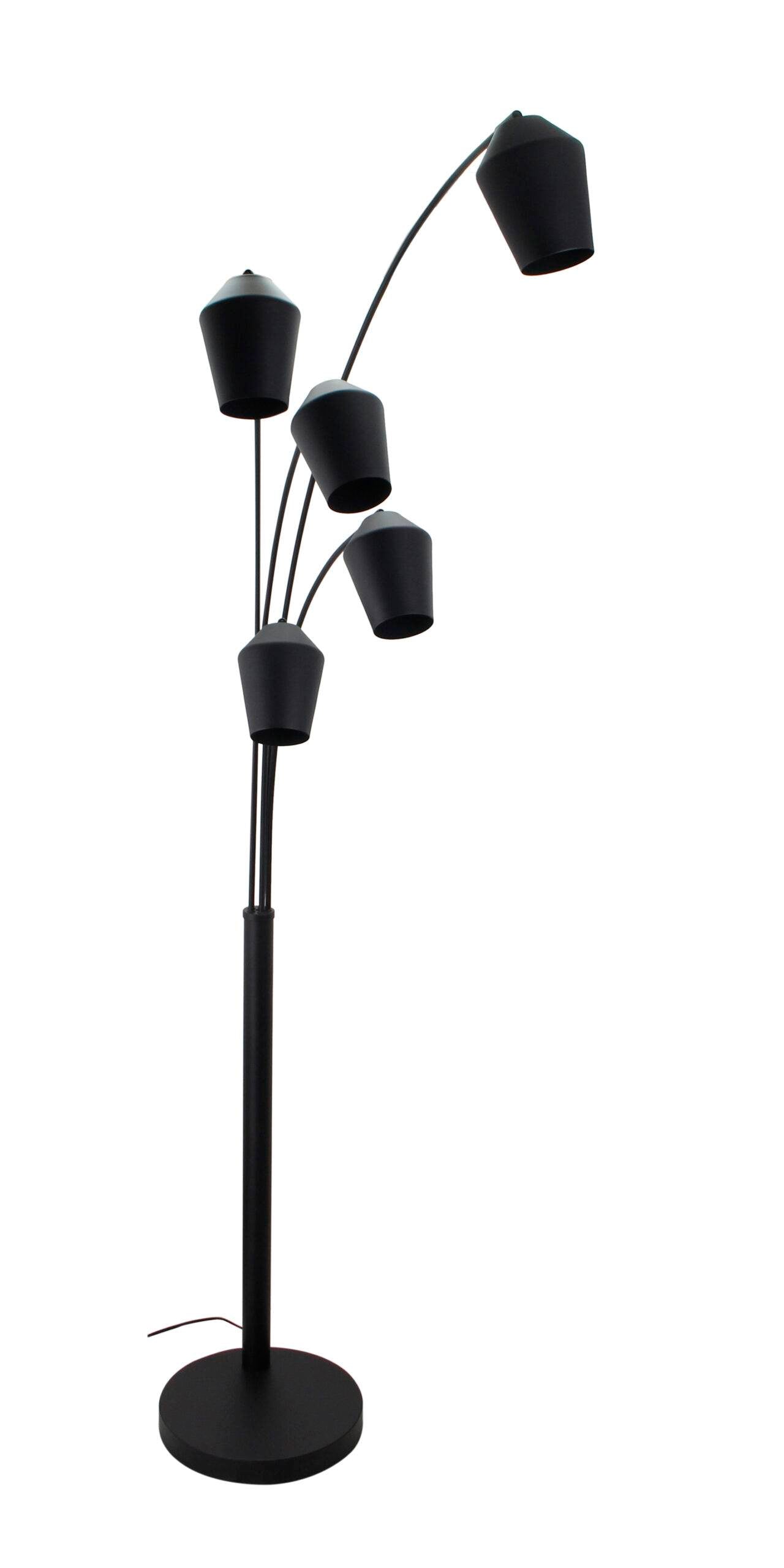 Moderne Chericoni Tavola vloerlamp in zwart, 5 lichts met E27 fitting, voor een strakke en chique sfeer.
