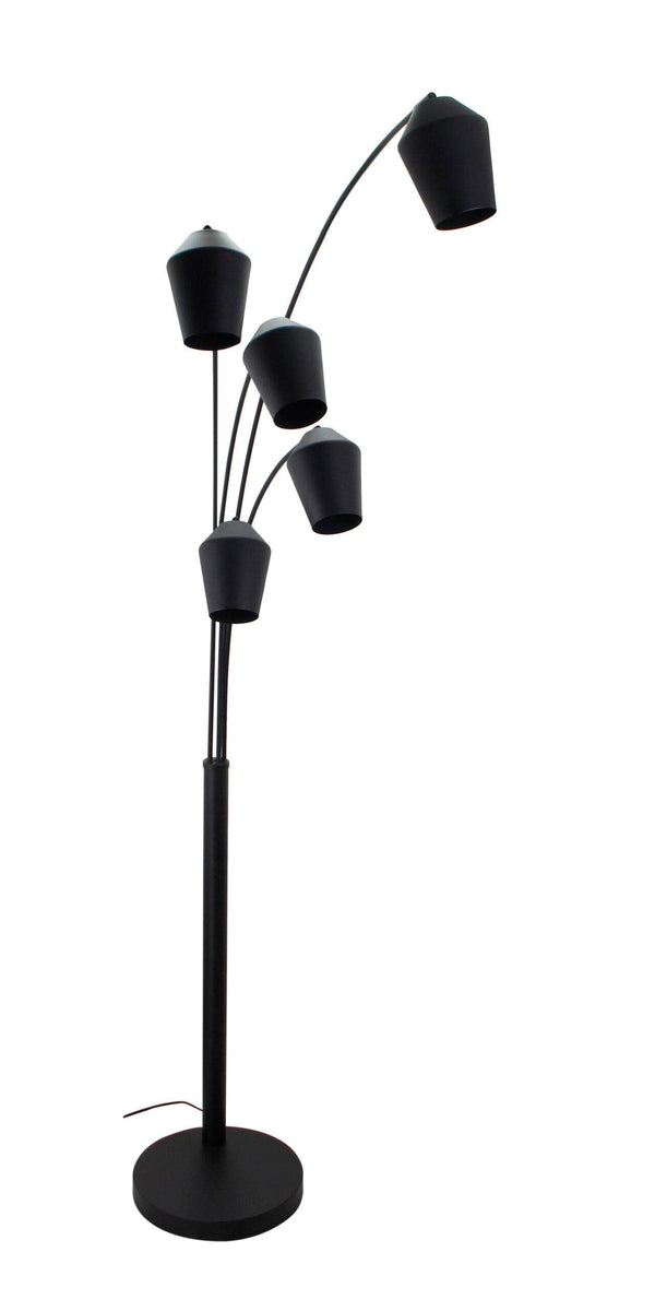 Moderne Chericoni Tavola vloerlamp in zwart, 5 lichts met E27 fitting, voor een strakke en chique sfeer.
