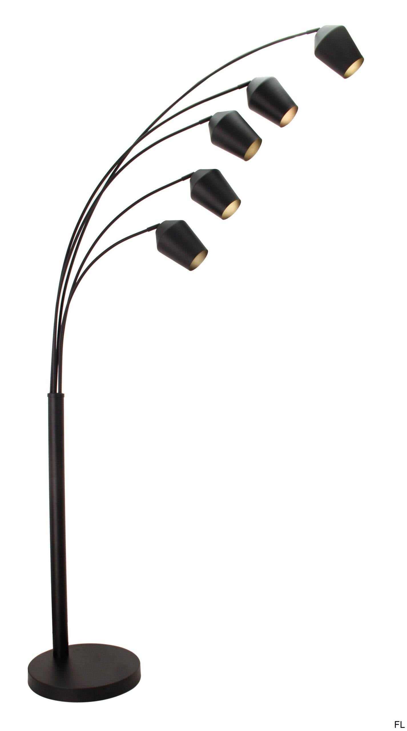 Stijlvolle Chericoni Tavola vloerlamp in zwart, 5 lichts met E27 fitting, voor een chique en luxe uitstraling in je woning.
