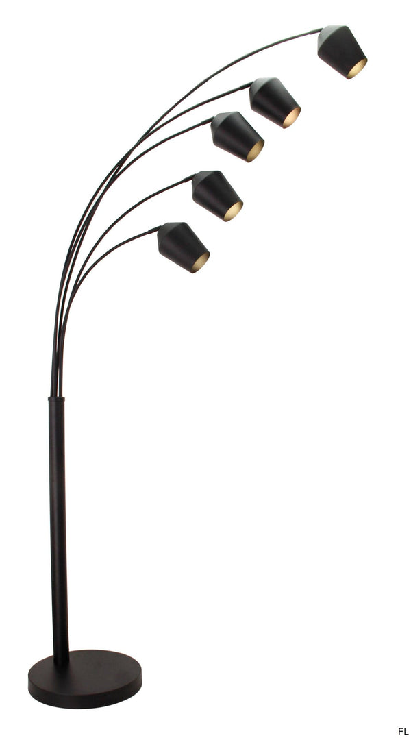 Stijlvolle Chericoni Tavola vloerlamp in zwart, 5 lichts met E27 fitting, voor een chique en luxe uitstraling in je woning.
