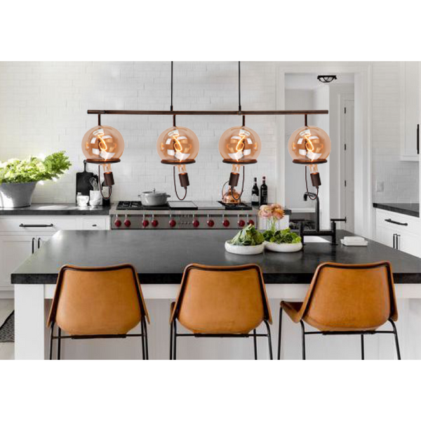 Lámpara Colgante Chericoni Anello – 4 Llamas – E27 – Negra