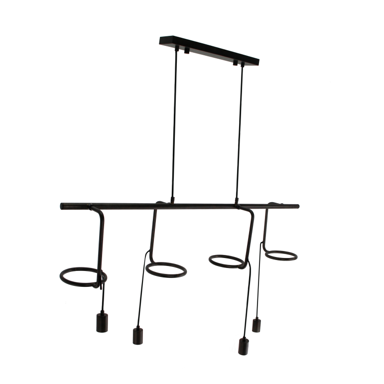 Die Anello Hängelampe von Chericoni, 4-flammig, in Schwarz, ist ein modernes Highlight für jede Einrichtung. Mit E27-Fassung individuell bestückbar und perfekt für Esszimmer oder Küche.