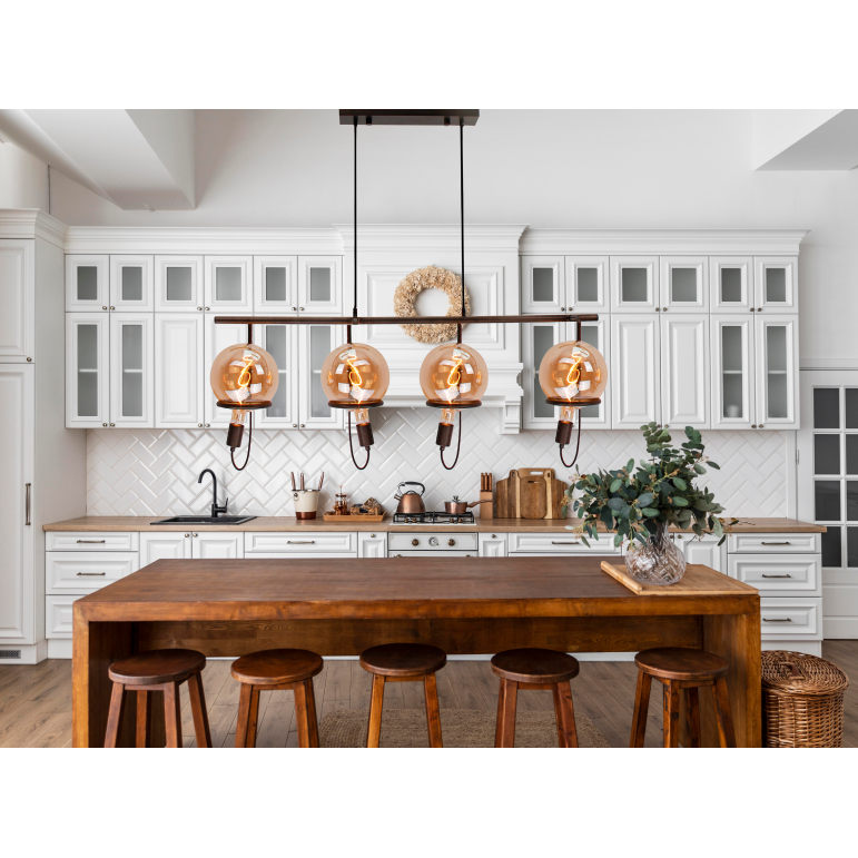 Moderne Anello Hängelampe von Chericoni, 4-flammig, E27, schwarz. Eine perfekte Wahl für Räume, die sowohl dekorative als auch praktische Beleuchtung verlangen.