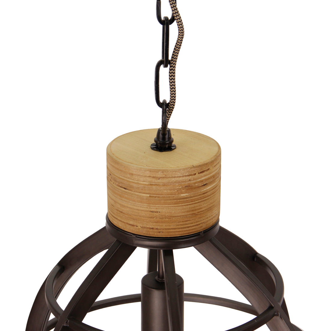 Chericoni Aperto – 3-lichts hanglamp – Ø34 cm – zwart met houten details