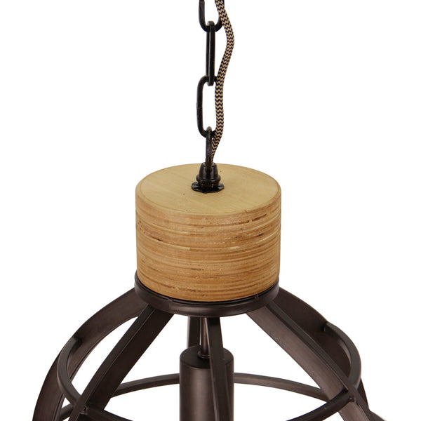 Chericoni Aperto – 3-lichts hanglamp – Ø34 cm – zwart met houten details