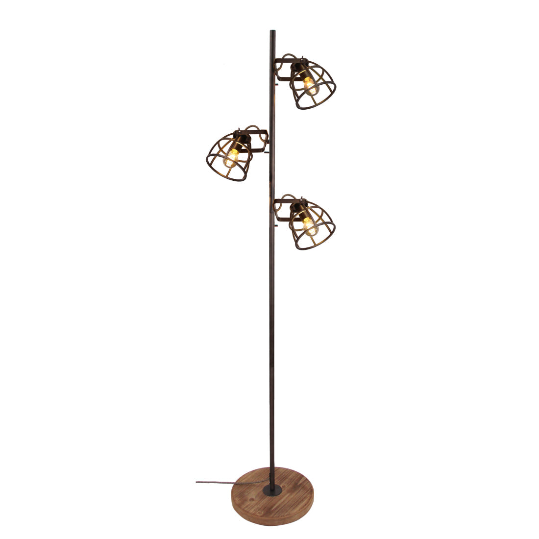 Chericoni Aperto vloerlamp 3-lichts volledig afgebeeld in industrieel design.