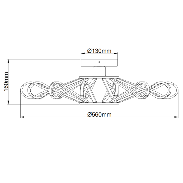 Die schlichte, schwarze Chericoni Arco Deckenleuchte, Ø56 cm, 1-flammig, bietet zeitlose Optik und angenehmes Licht.