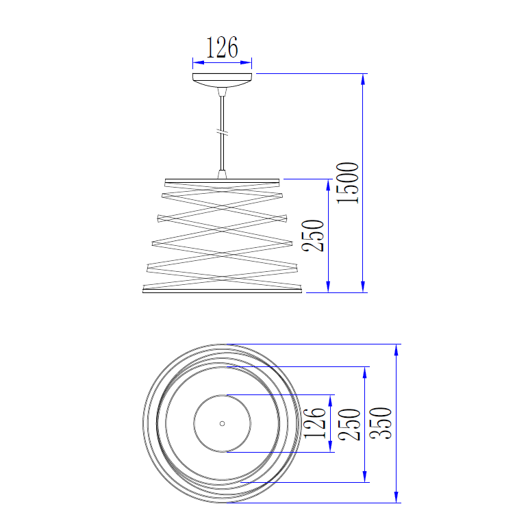 Elegante schwarze Chericoni Asti Hängelampe, Ø35 cm, 1-flammig, Eisen und Metall, funktional und dekorativ.