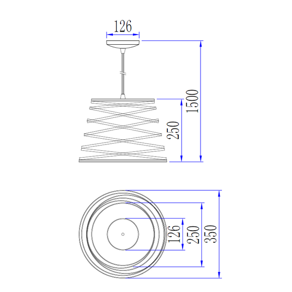 Elegante schwarze Chericoni Asti Hängelampe, Ø35 cm, 1-flammig, Eisen und Metall, funktional und dekorativ.