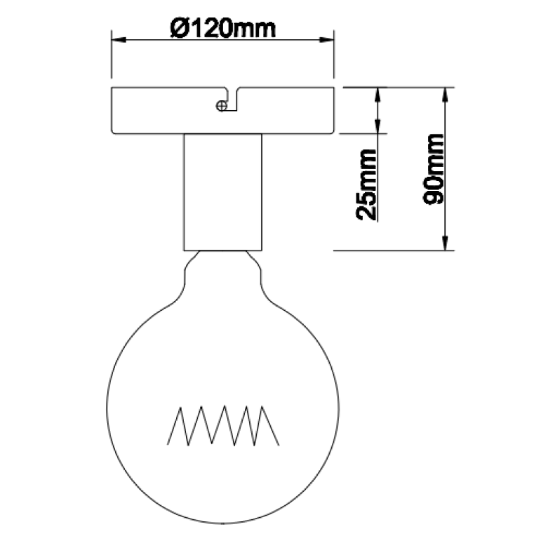 Design-Deckenlampe Chericoni Basic, schwarz, Ø12 cm, 1-flammig, E27, kompakt und dekorativ.