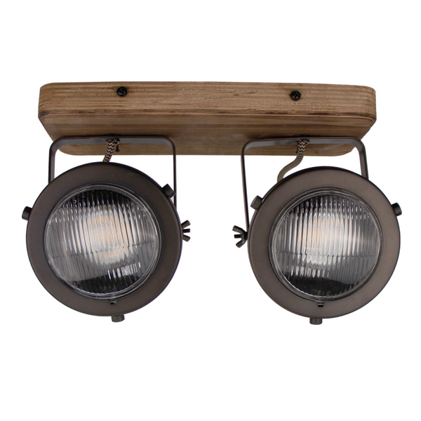 Die Chericoni Bella Deckenleuchte vereint Ø13 cm Black Steel und Vintage Holz, 2-flammig, und schafft gezielte Lichtpunkte.