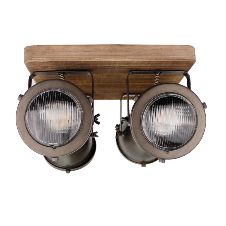 Die Chericoni Bella Deckenleuchte kombiniert Ø13 cm Black Steel und Vintage Holz, 4-flammig, für warme und gezielte Lichtpunkte.