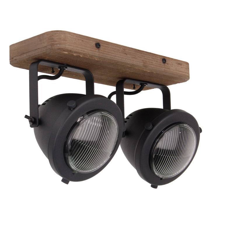 Lampe de plafond Chericoni Bella - 2 lumières - Ø12 cm - Noir - Bois, Métal, Fer