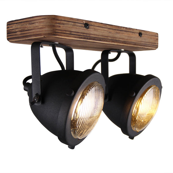Lampe de plafond Chericoni Bella - 2 lumières - Ø12 cm - Noir - Bois, Métal, Fer