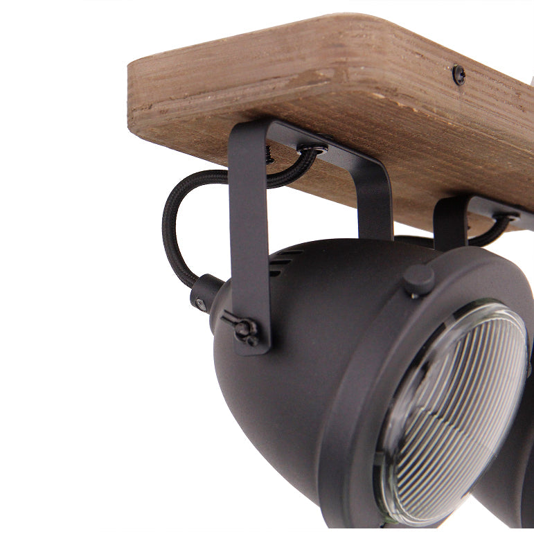 Lampe de plafond Chericoni Bella - 2 lumières - Ø12 cm - Noir - Bois, Métal, Fer