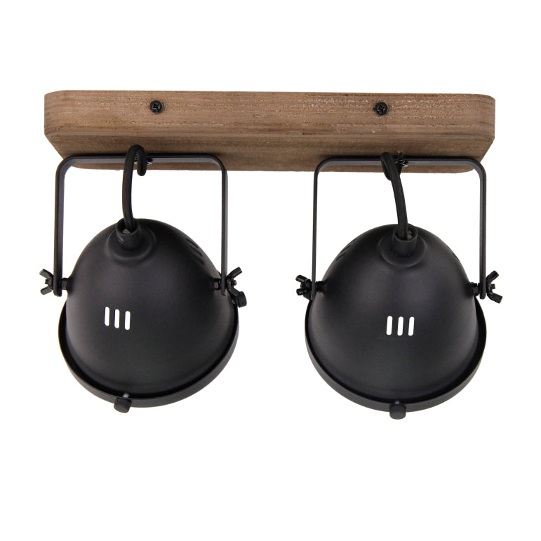 Lampe de plafond Chericoni Bella - 2 lumières - Ø12 cm - Noir - Bois, Métal, Fer