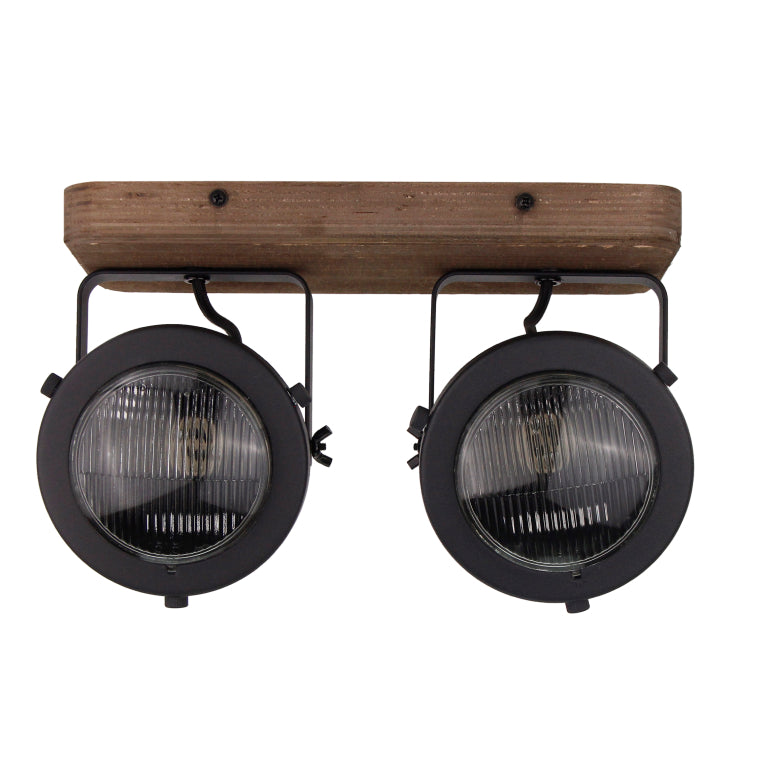 Lampe de plafond Chericoni Bella - 2 lumières - Ø12 cm - Noir - Bois, Métal, Fer