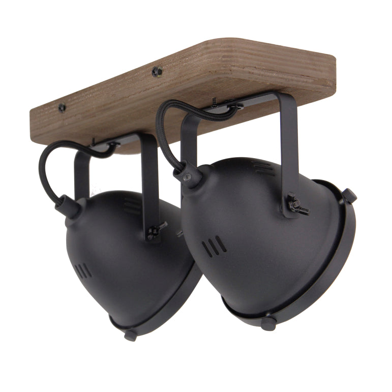 Lampe de plafond Chericoni Bella - 2 lumières - Ø12 cm - Noir - Bois, Métal, Fer
