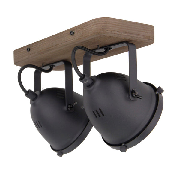 Lampe de plafond Chericoni Bella - 2 lumières - Ø12 cm - Noir - Bois, Métal, Fer