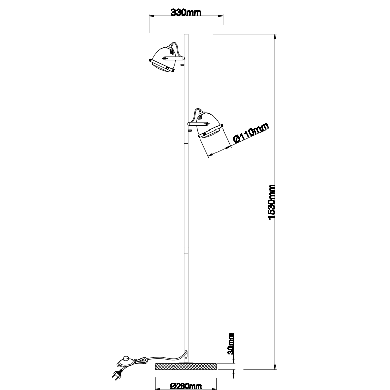 Die Chericoni Bella Stehlampe mit 2-flammiger Beleuchtung, 153 cm Höhe, Ø11 cm, aus Holz und Schwarz, verbindet Naturmaterialien mit modernem Stil.