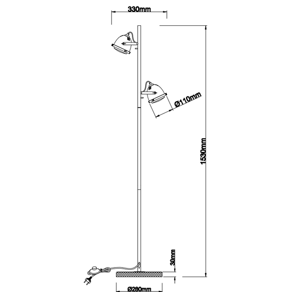 Die Chericoni Bella Stehlampe mit 2-flammiger Beleuchtung, 153 cm Höhe, Ø11 cm, aus Holz und Schwarz, verbindet Naturmaterialien mit modernem Stil.