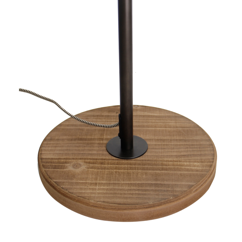 Schwarze und hölzerne Chericoni Bella Stehlampe, 153 cm, Ø11 cm, 2-flammig, zeitloses Design für Wohnzimmer oder Schlafzimmer.