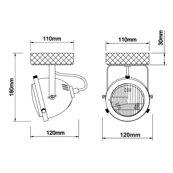 Schwarzer Chericoni Bella Spot, Ø12 cm, 1-flammig, mit GU10-Lichtquelle, für elegante und funktionale Beleuchtung.