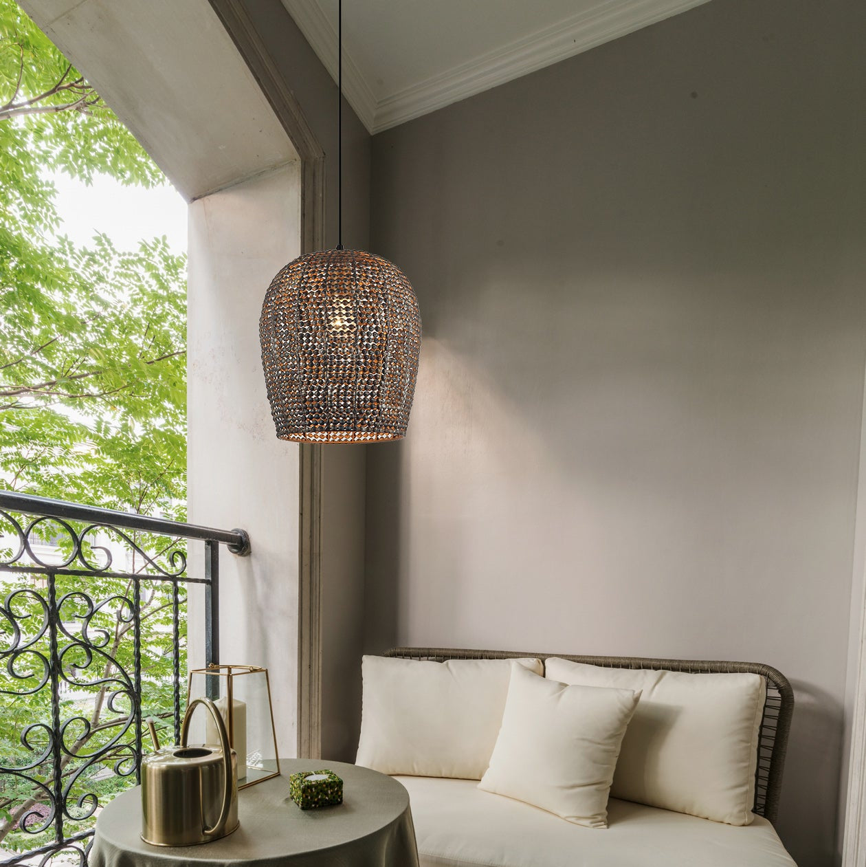 Zwarte Chericoni Bilancia hanglamp met één lichtpunt, Ø32cm, gemaakt van robuust ijzer en metaal voor een industriële look.