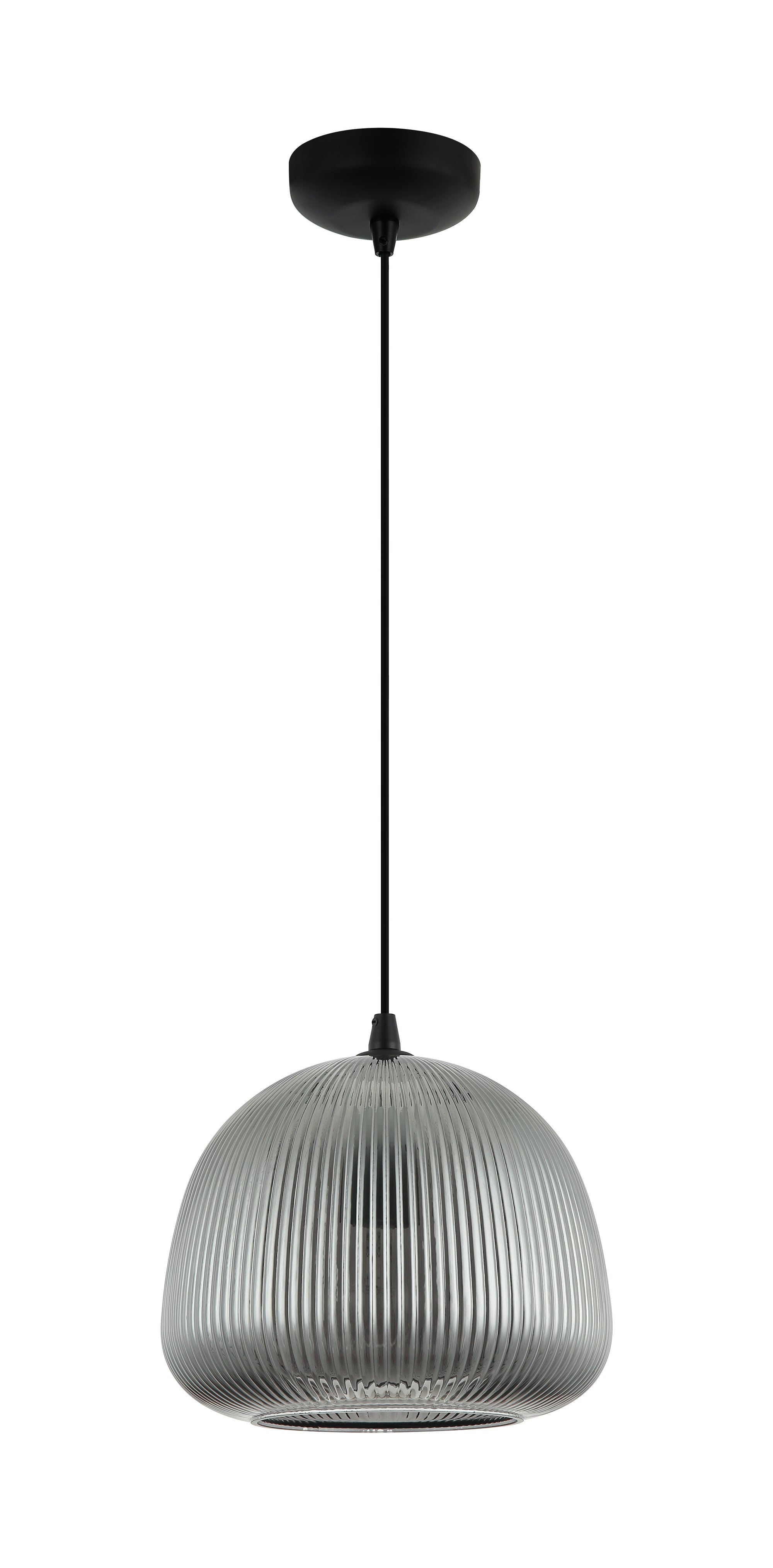 Vooraanzicht van de Chericoni Bra hanglamp van glas met één lichtbron, die elegantie en modern design in elke ruimte toevoegt.